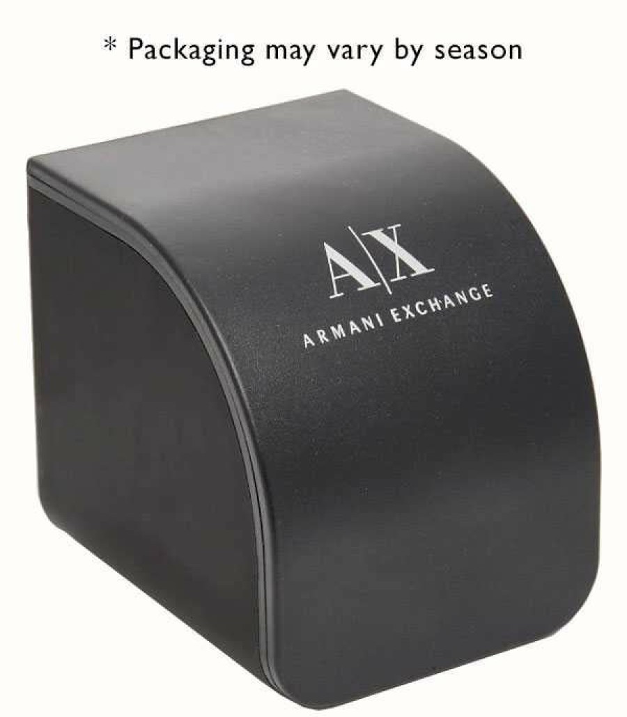 Men'S Armani Exchange | Armani Exchange Dual Display Lightning Bolt Dial | Black Rubber Strap