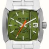 Men'S Diesel | Diesel Cliffhanger Green Dial | Stainless Steel Bracelet