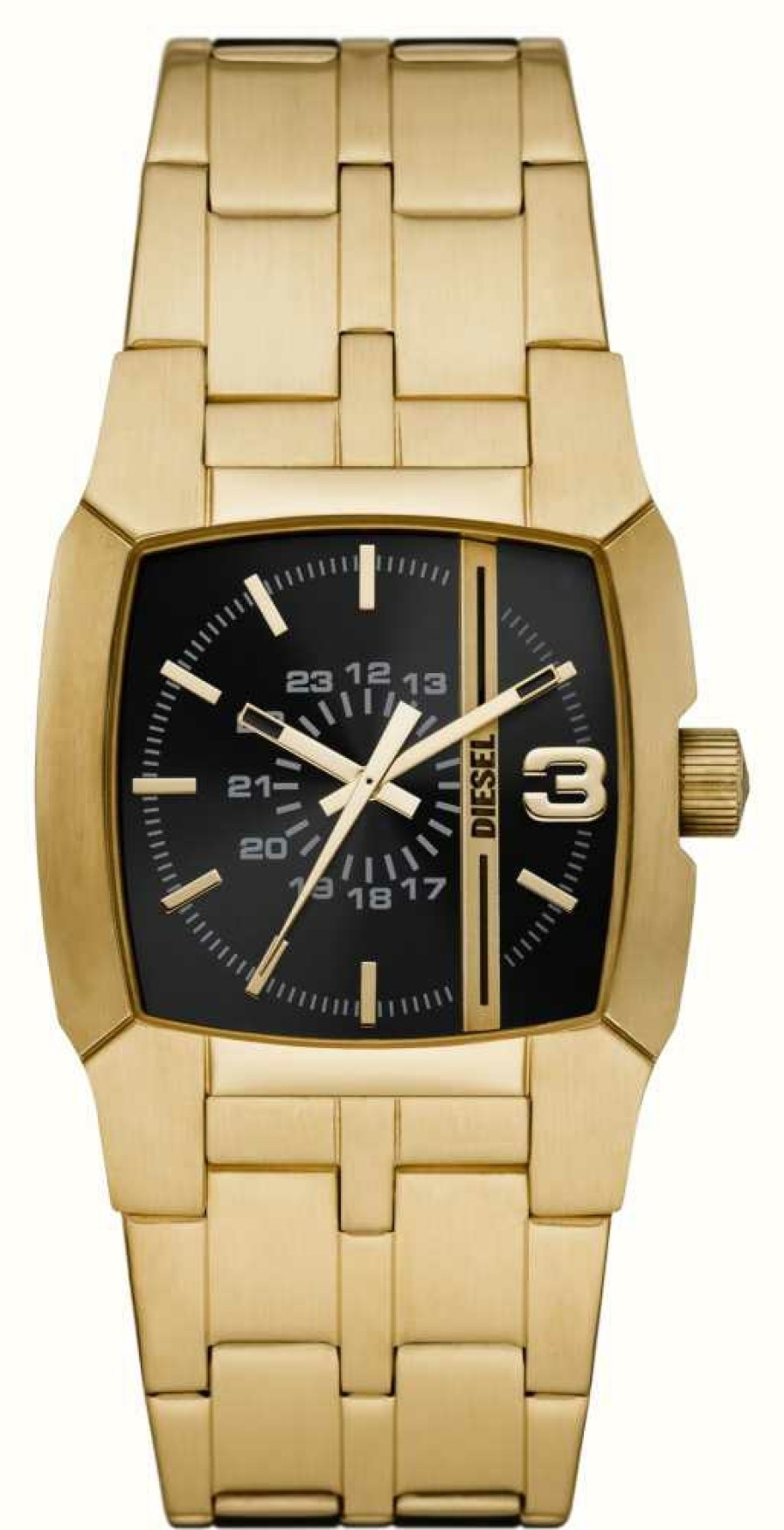 Men'S Diesel | Diesel Cliffhanger Black Dial | Gold Pvd Plated Bracelet