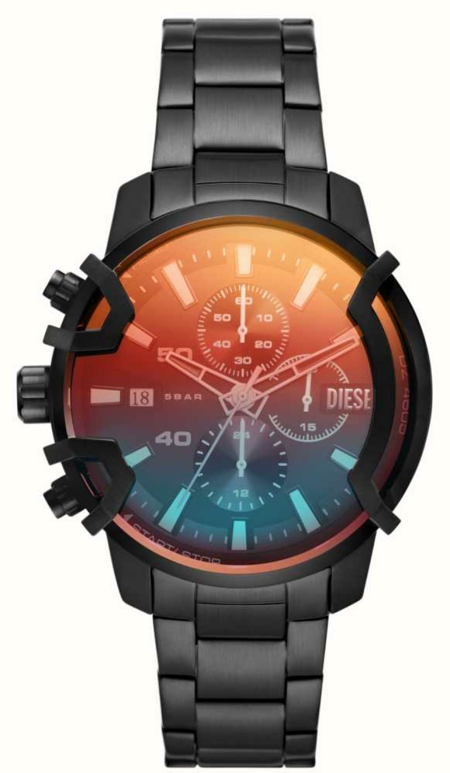 Men'S Diesel | Diesel Griffed Black Pvd Stainless Steel Watch