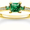 Jewelry Thomas Sabo Jewellery | Thomas Sabo Charming Emerald | Gold Plated | Green And White Gemstone Ring | Size 54