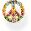 Jewelry Thomas Sabo Jewellery | Thomas Sabo Charming Peace | Single Stud | Rainbow Crystal Set Gold Plated Peace Sign