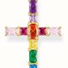 Jewelry Thomas Sabo Jewellery | Thomas Sabo Rainbow Heritage | Gold Plated | Rainbow Crystal | Cross Pendant