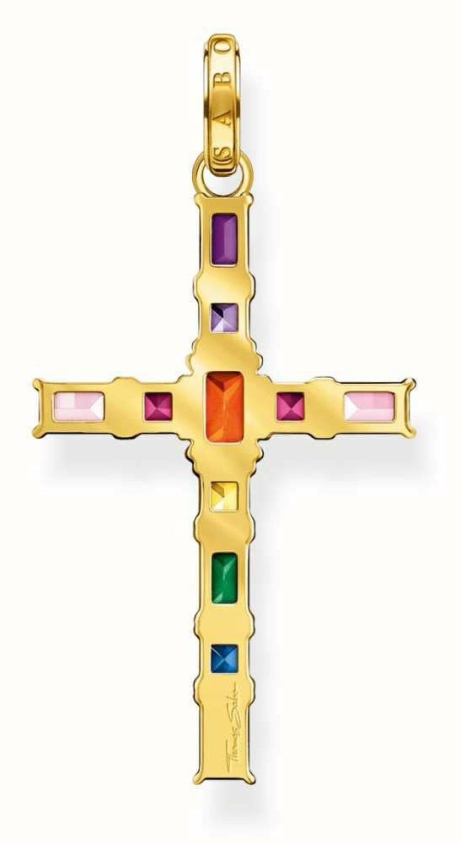 Jewelry Thomas Sabo Jewellery | Thomas Sabo Rainbow Heritage | Gold Plated | Rainbow Crystal | Cross Pendant