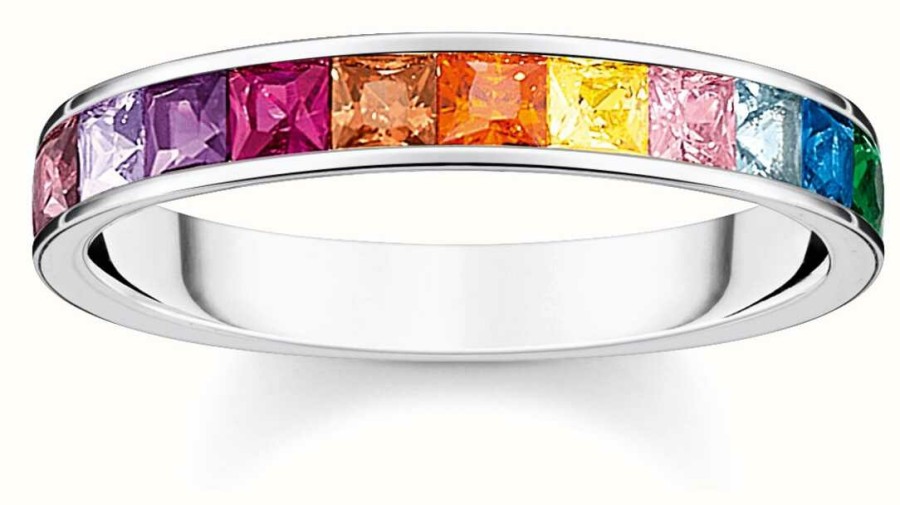 Jewelry Thomas Sabo Jewellery | Thomas Sabo Rainbow Heritage | Sterling Silver | Rainbow Crystal Ring | Size 54