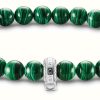 Jewelry Thomas Sabo Jewellery | Thomas Sabo Charm Bracelets | Green Beaded Bracelet With Charm Carrier