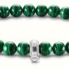 Jewelry Thomas Sabo Jewellery | Thomas Sabo Charm Bracelets | Green Beaded Bracelet With Charm Carrier | 19Cm