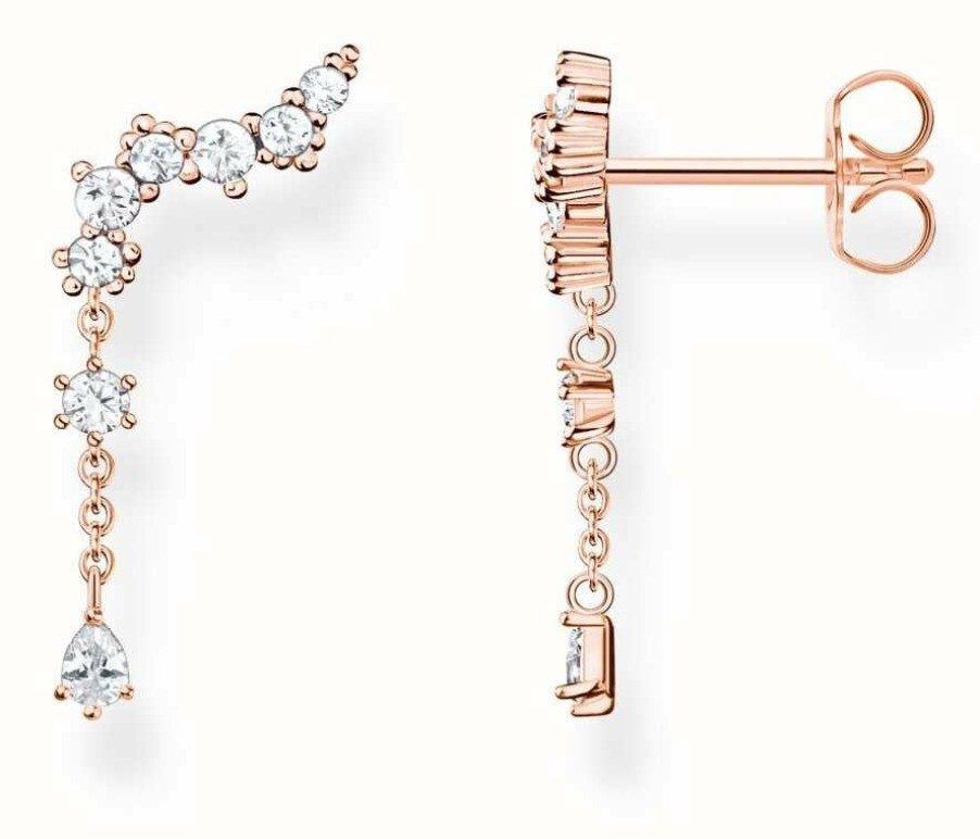 Jewelry Thomas Sabo Jewellery | Thomas Sabo Polar World Ear Climber Earrings | Rose Gold Plated | Crystal Set