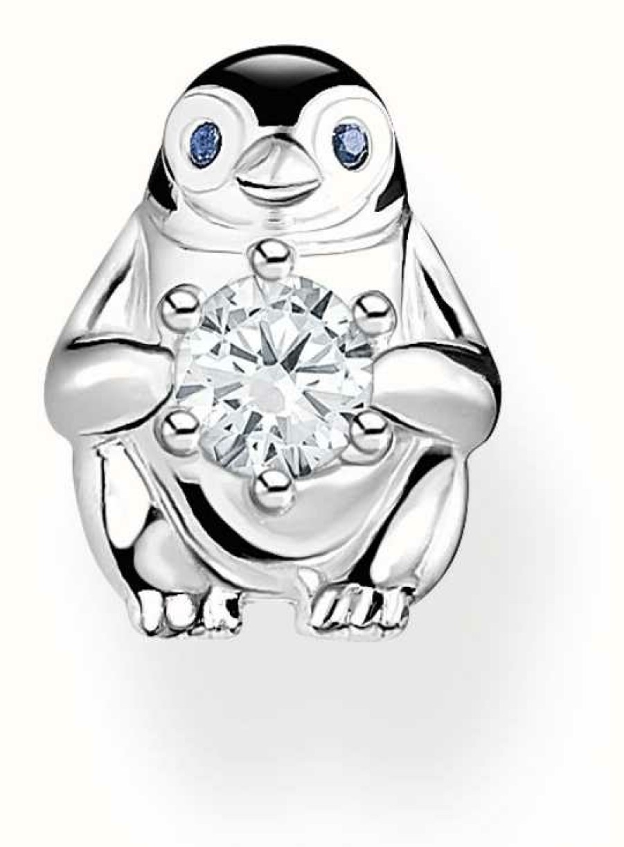 Jewelry Thomas Sabo Jewellery | Thomas Sabo Penguin Single Stud Earring | Sterling Silver | Crystal Set