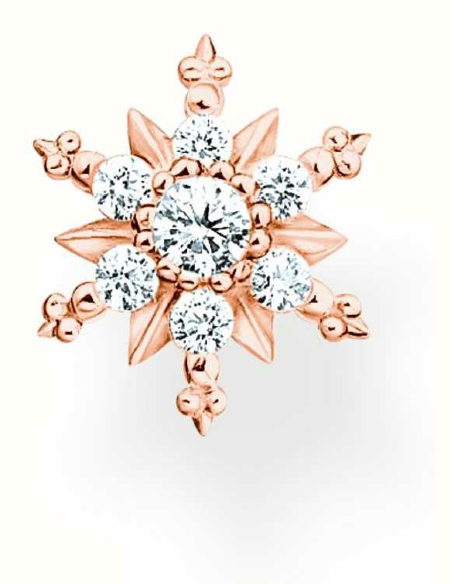 Jewelry Thomas Sabo Jewellery | Thomas Sabo Snowflake Single Stud Earring | Rose Gold Plated | Crystal Set