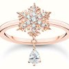 Jewelry Thomas Sabo Jewellery | Thomas Sabo Polar World Snowflake Drop Ring | Rose Gold Plated Eu 56| Crystal Set