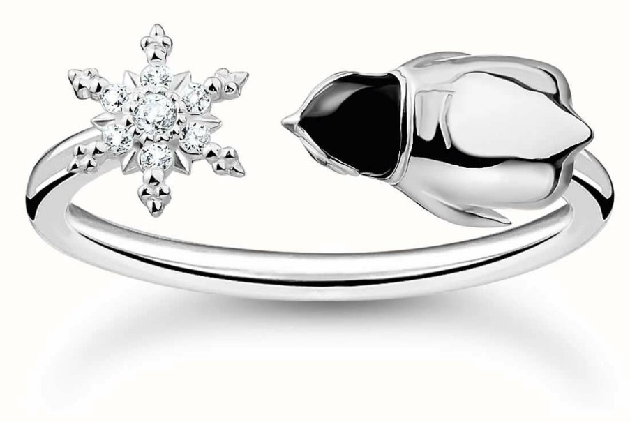 Jewelry Thomas Sabo Jewellery | Thomas Sabo Polar World Penguin Snowflake Ring | Sterling Silver | Crystal Set | Eu 56