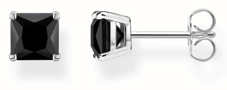 Jewelry Thomas Sabo Jewellery | Thomas Sabo Sterling Silver | Black Stone Set | Stud Earrings