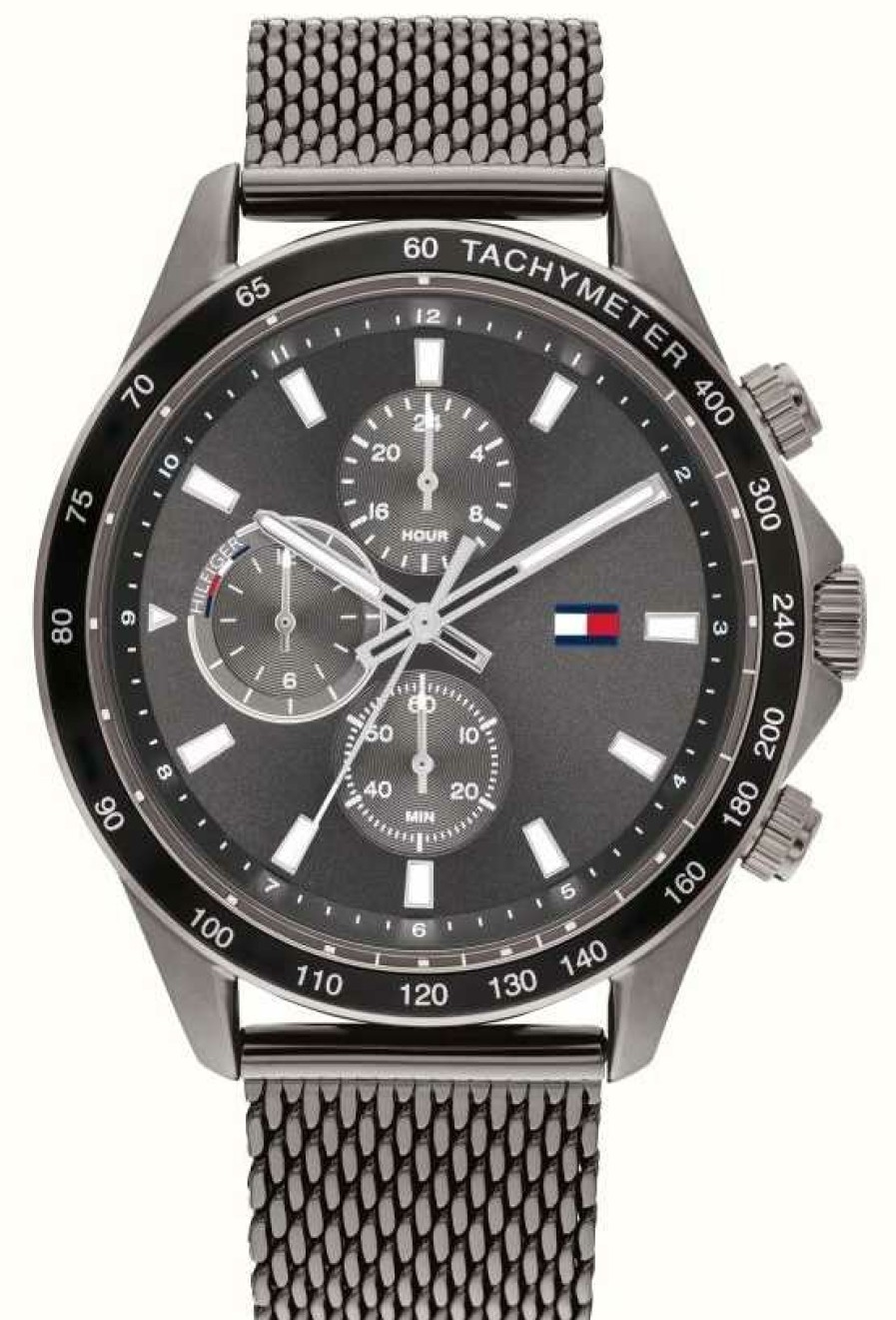 Men'S Tommy Hilfiger | Tommy Hilfiger Men'S | Grey Chronograph Dial | Grey Steel Mesh Bracelet