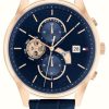 Men'S Tommy Hilfiger | Tommy Hilfiger Men'S Weston Blue Dial Blue Leather Strap Watch