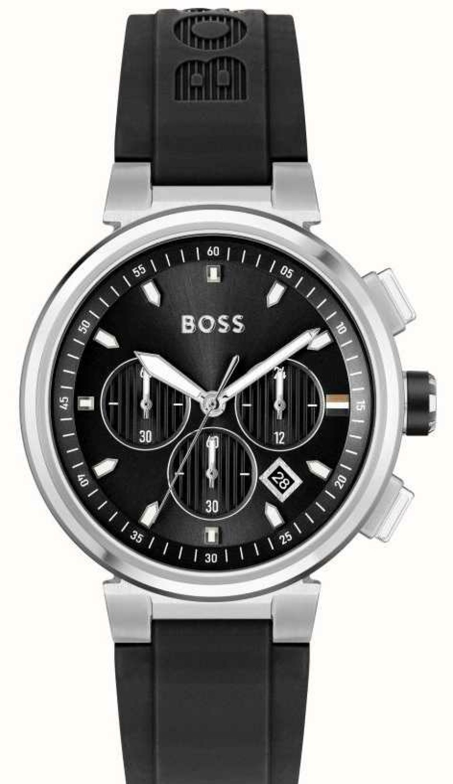 Men'S BOSS | Boss Men'S One | Black Chronograph Dial | Black Rubber Strap