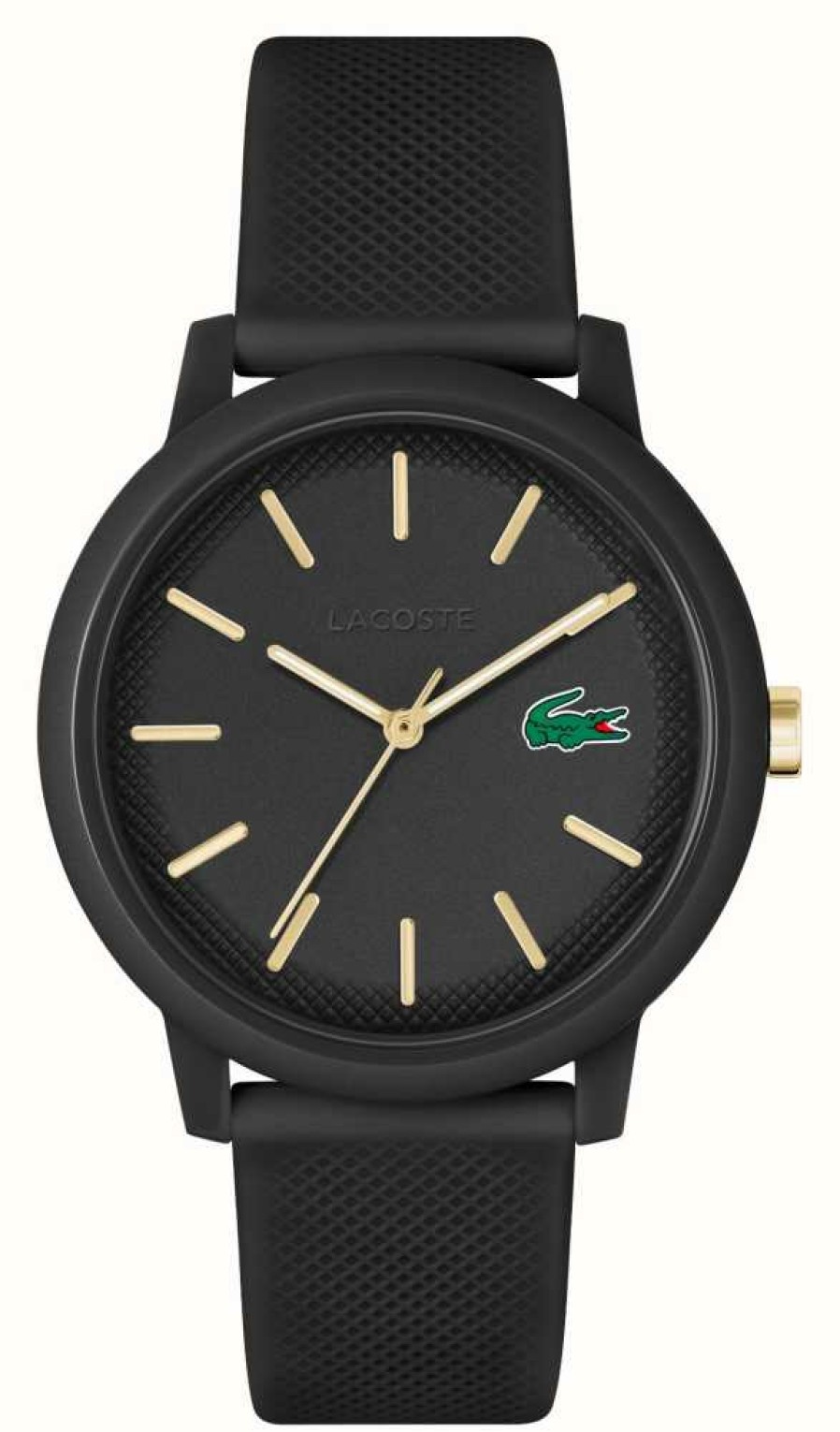 Men'S Lacoste | Lacoste 12.12 | Black Dial | Black Resin Strap