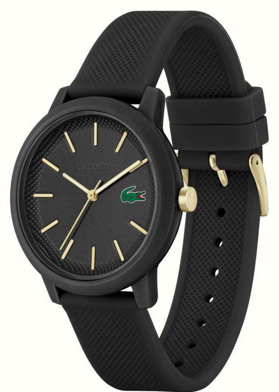 Men'S Lacoste | Lacoste 12.12 | Black Dial | Black Resin Strap