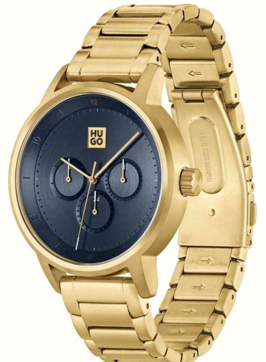 Men'S HUGO | Hugo Men'S #Define | Blue Dial | Gold Stainless Steel Bracelet