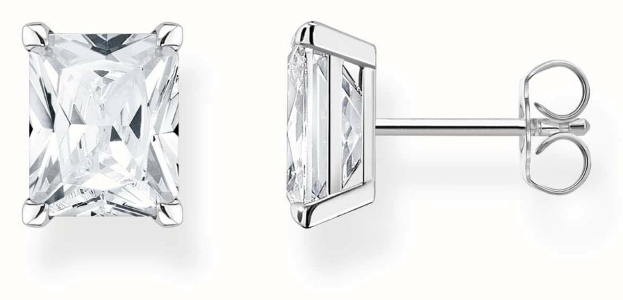 Jewelry Thomas Sabo Jewellery | Thomas Sabo Sterling Silver | White Rectangular Gemstone | Stud Earrings