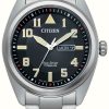 Men'S Citizen | Citizen Men'S Eco-Drive Bracelet Water Resistant 100M Black Dial