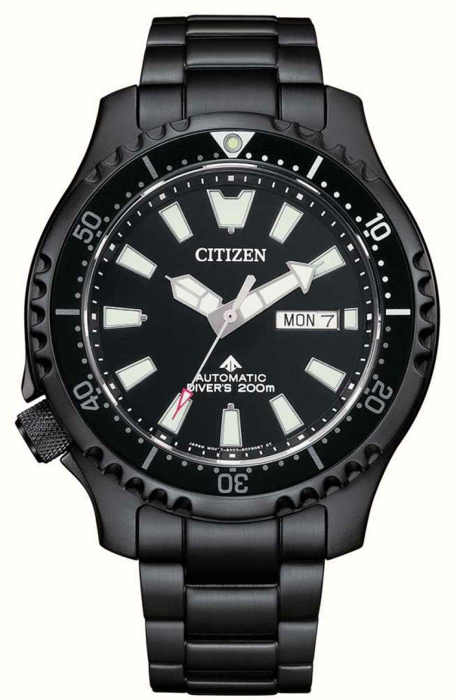 Men'S Citizen | Citizen Men'S Automatic Black Ip Stainless Steel Watch