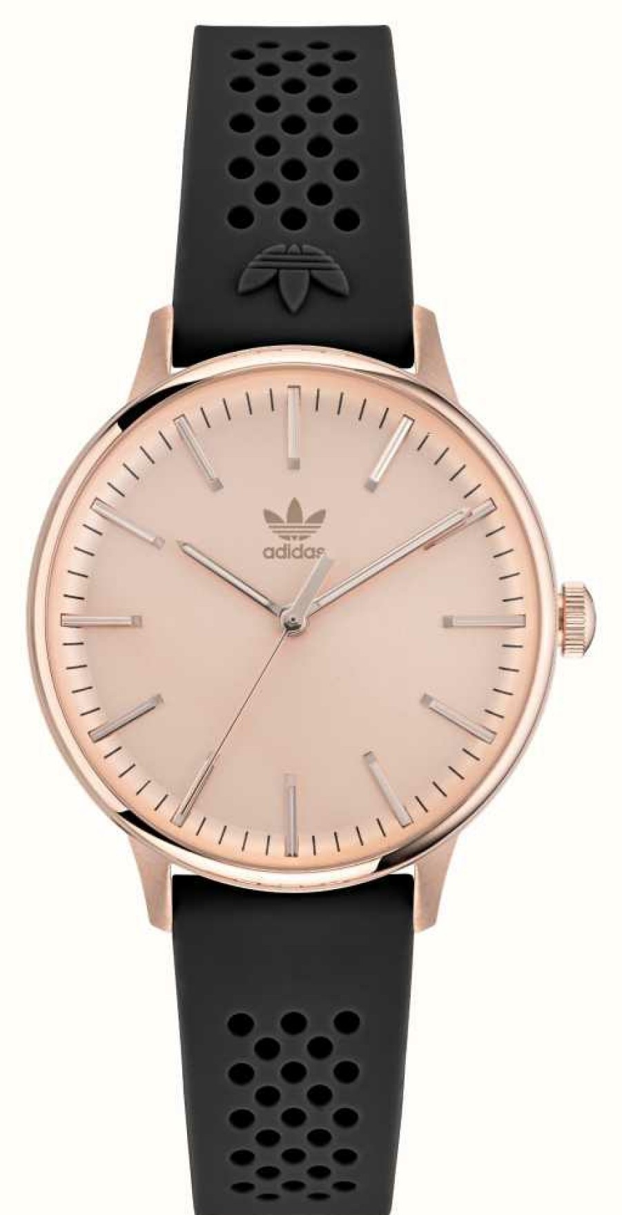 Women'S Adidas | Adidas Code One | Rose Gold Dial | Black Silicone Strap