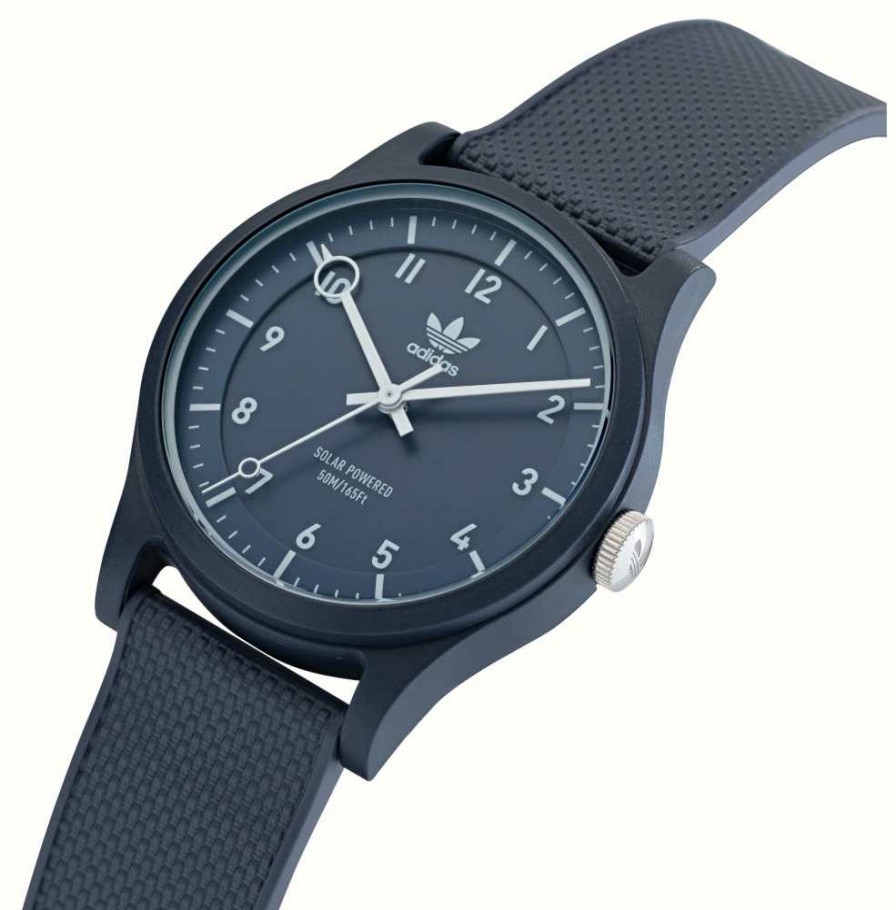 Men'S Adidas | Adidas Project One | Solar Powered | Navy Blue Dial | Navy Blue Silicone Strap