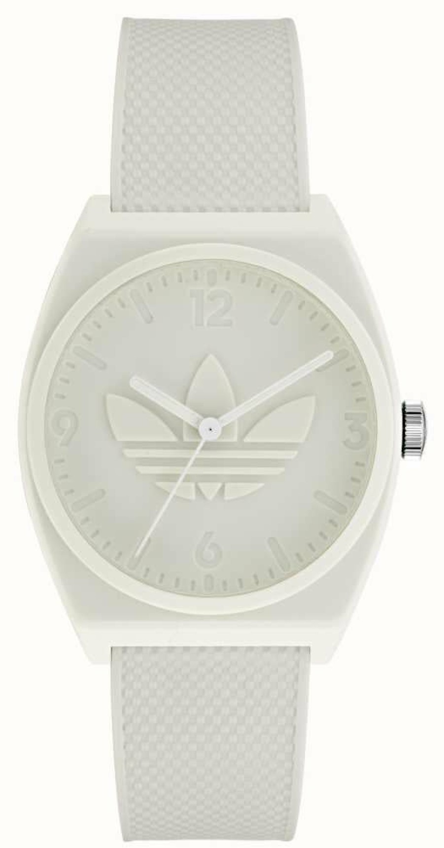 Men'S Adidas | Adidas Project Two | White Dial | White Silicone Strap