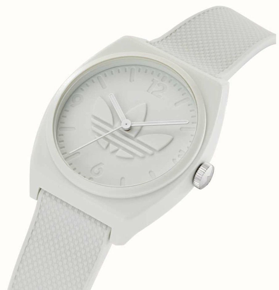 Men'S Adidas | Adidas Project Two | White Dial | White Silicone Strap