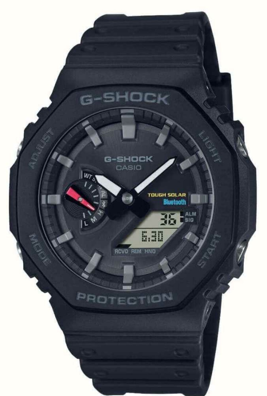 Men'S Casio | Casio Men'S Bluetooth G-Shock Black Solar Power Watch With Resin Strap