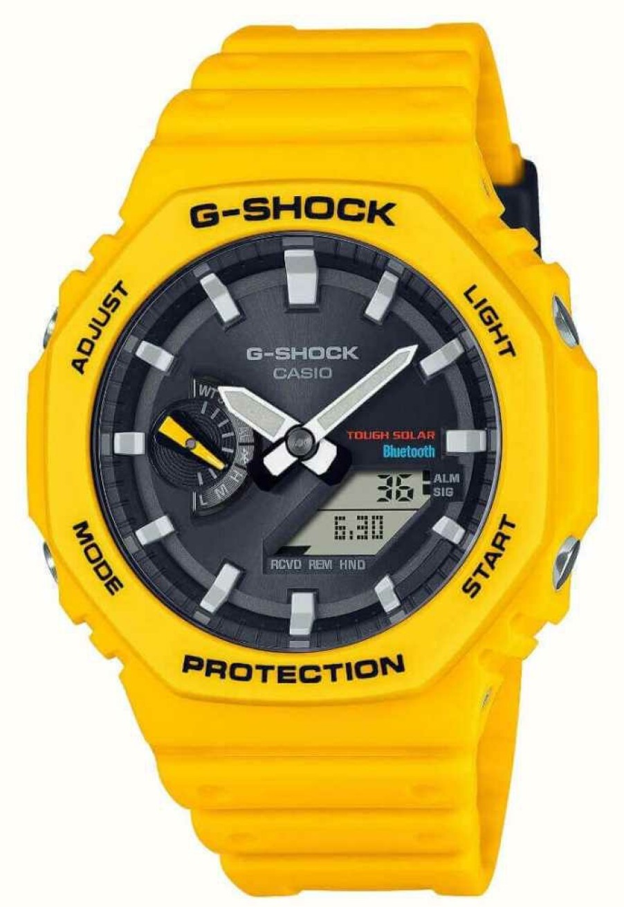 Men'S Casio | Casio Men'S Bluetooth G-Shock Yellow Solar Power Watch With Resin Strap