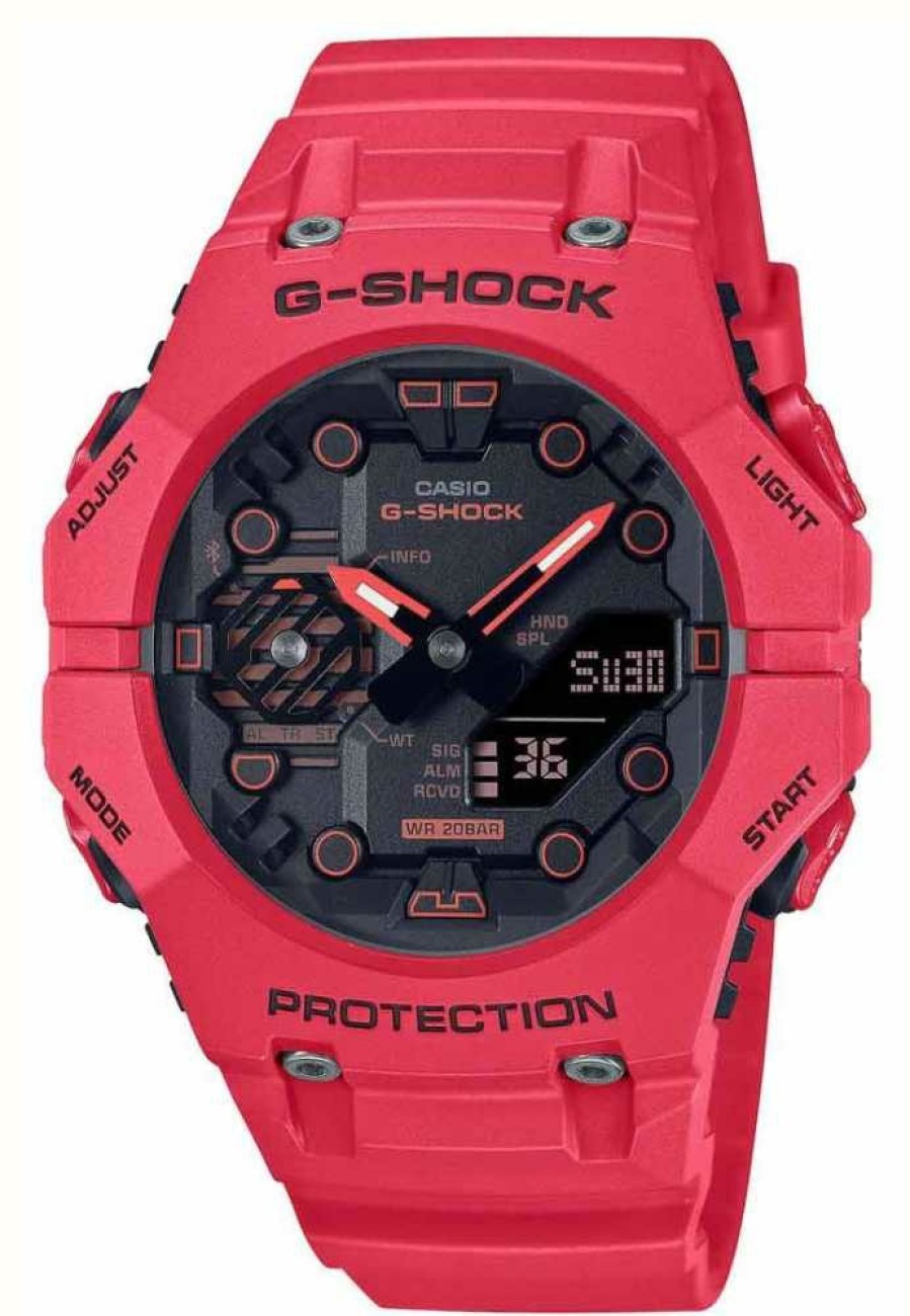 Men'S Casio | Casio Men'S Bluetooth G-Shock Combi Red Integrated Bezel And Strap